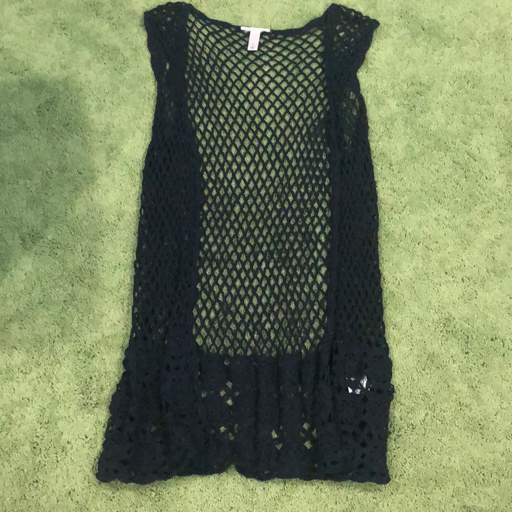 Navy blue crochet vest